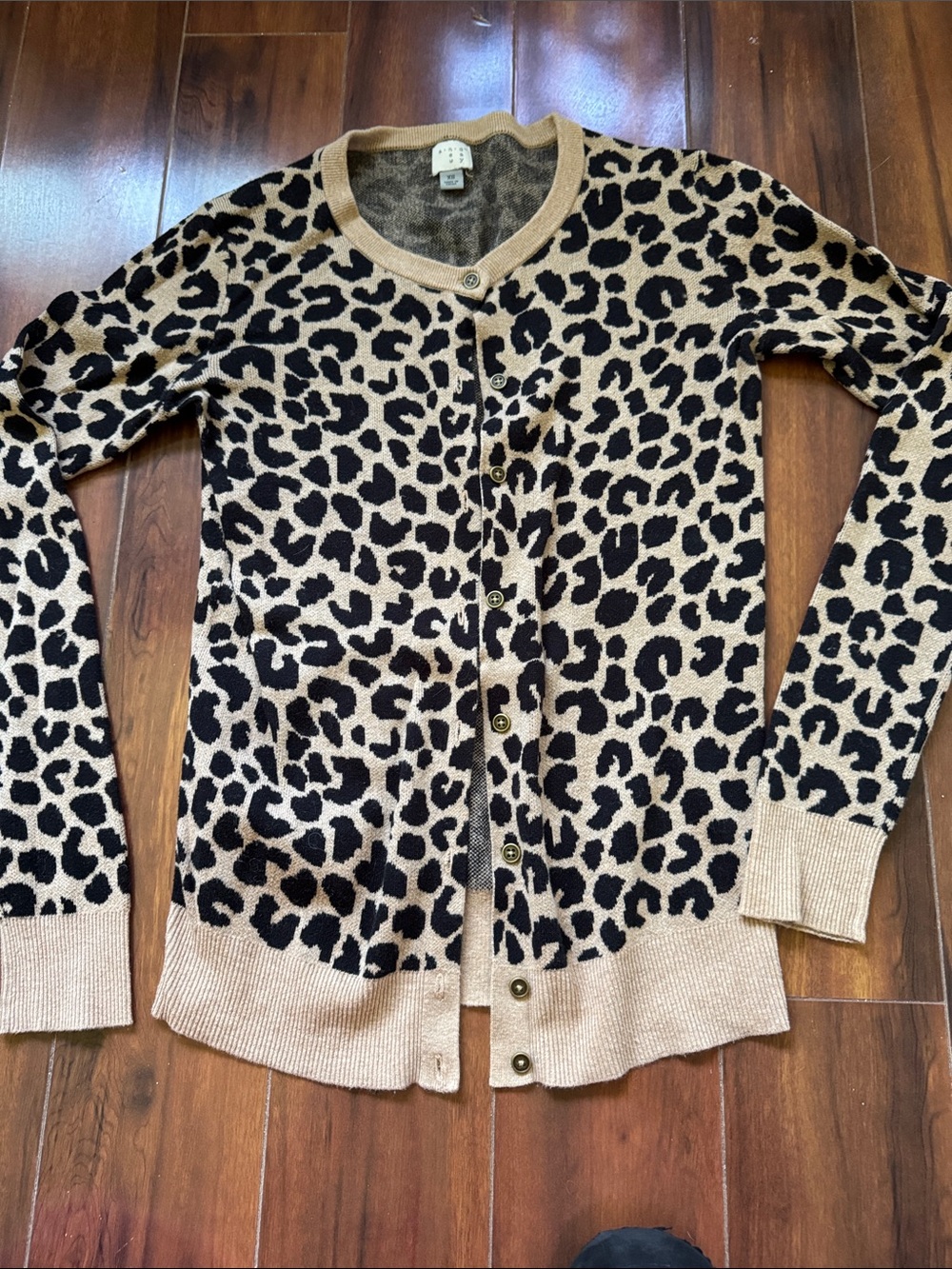 a new day Leopard Print Button-Front Cardigan - Beige/Black